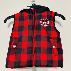 Disney Mickey Mouse Plaid Quilted Vest. Size 18 M